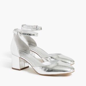 J. Crew Factory | Ankle Strap Heels Silver Various Sizes Available